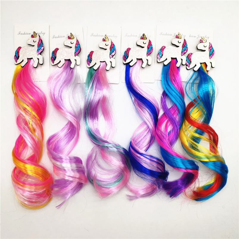 

Hair Extensions Curly Wig for Kids Girls Unicorn Head Hair Bows Clips Princess Bobby Pins Hairpin Barrette Hair Accessories 50pcs 0126, Slivery;white