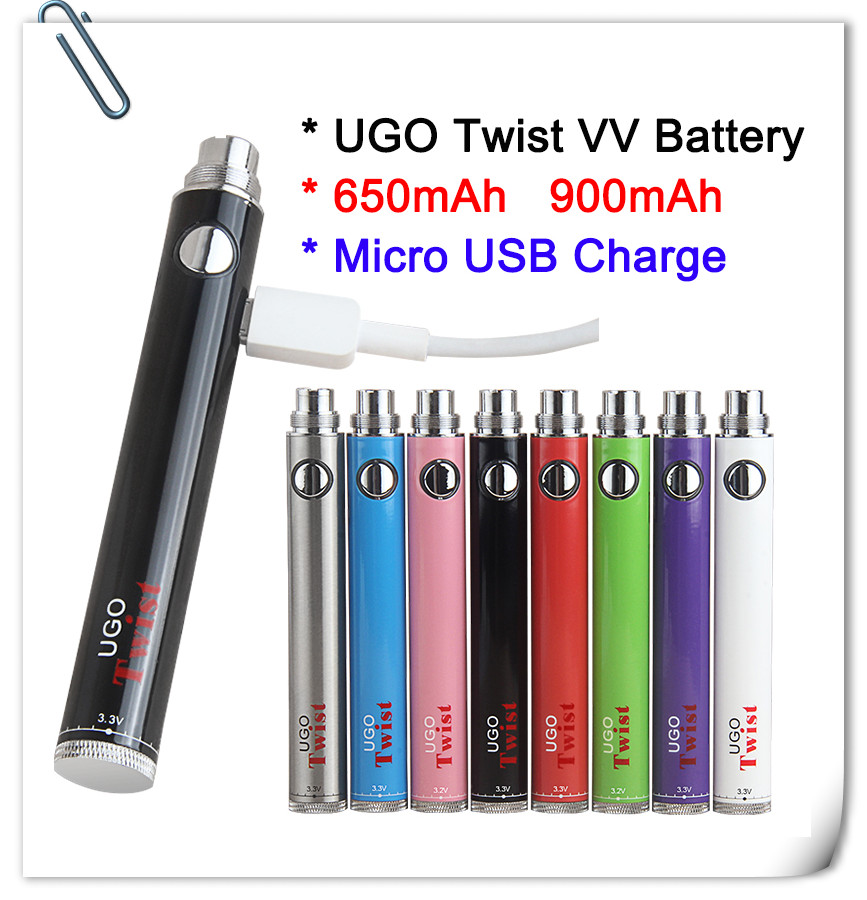 

eVod Twist Variable Voltage Vape Pen Battery 3.3-4.8V 650 900 mah UGO Ego Passthough USB Cable E Cigs Atomizer Vaporizer Cartridge