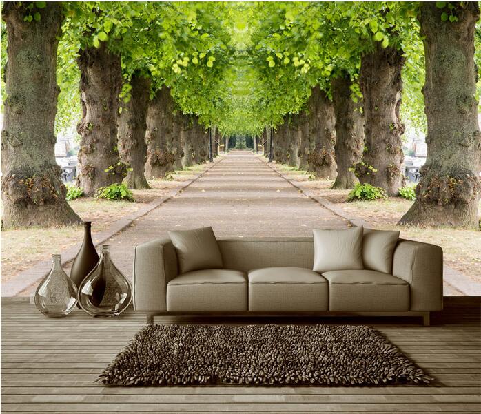 

3d wall paper for living room custom photo Symmetrical landscape of tree-lined road home decor 3d wall murals wallpaper for walls 3 d, Non-woven wallpaper