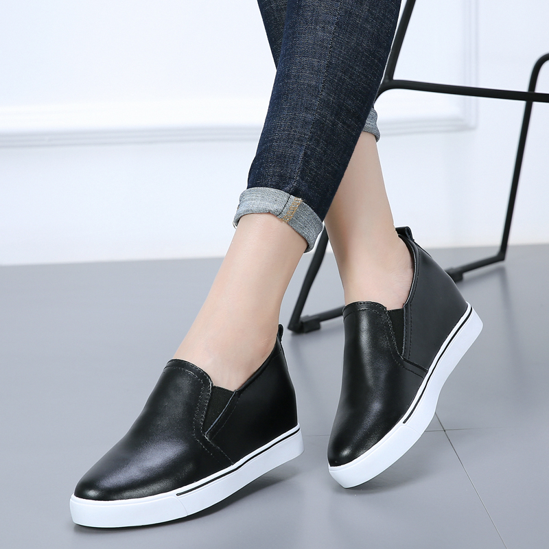 

Hot Sale-2018 Women Flats increasing Suede Leather shoes Flats Women Creepers, White