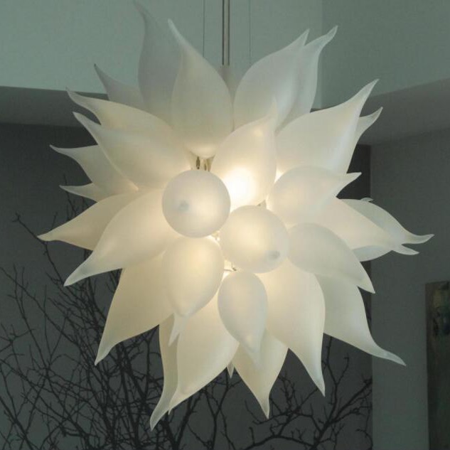 

Lamps Round LED Crystal Chandeliers Lights White Wedding Home Decorative Suspension Pendant Lamp Hand Blown Glass Chandelier Lighting
