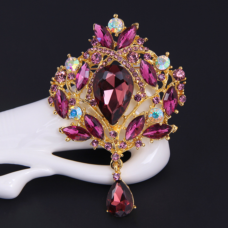 

Rhinestone Crystal Crown Brooches Pins Corsage Drop Wedding Brooch cosage women men dress suit Fashion jewelry will and sandy, Gray