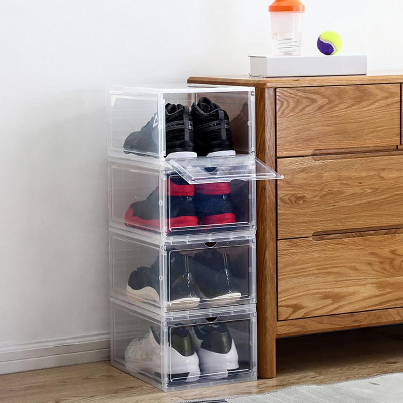 

New Clamshell Stackable Dustproof Shoes Storage Container Display Box Organizer