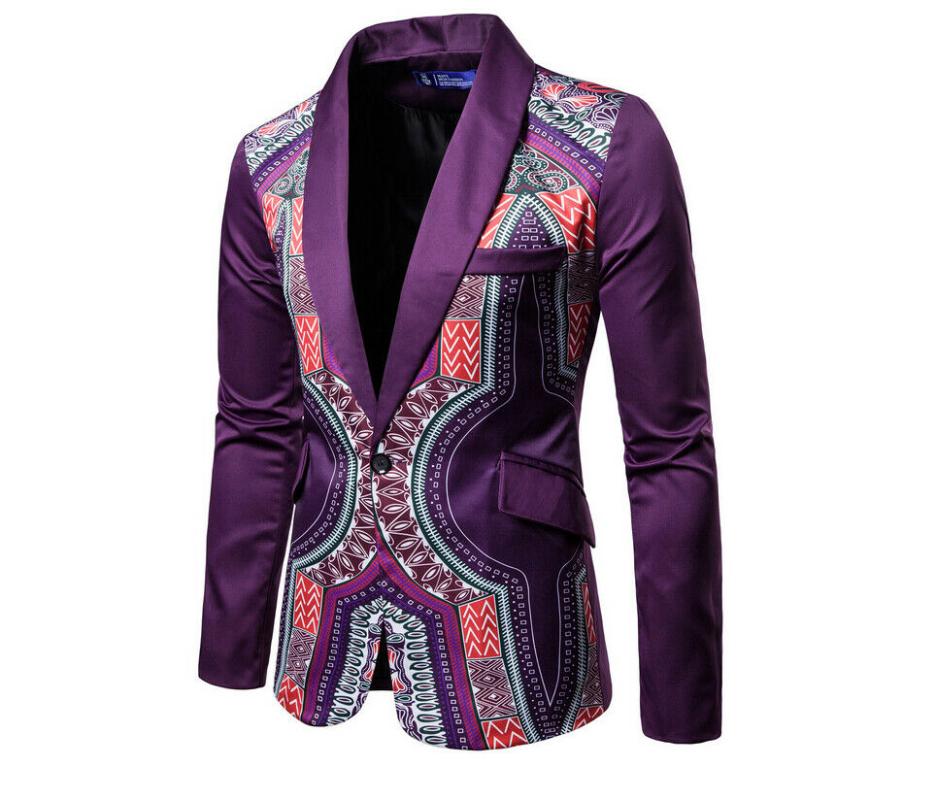 

Men's Stage Coat Casual Ethnic Suit Blazer Casual Slim Fit One Button Tuxedo Formal Suit Coat Jacket Top, Black