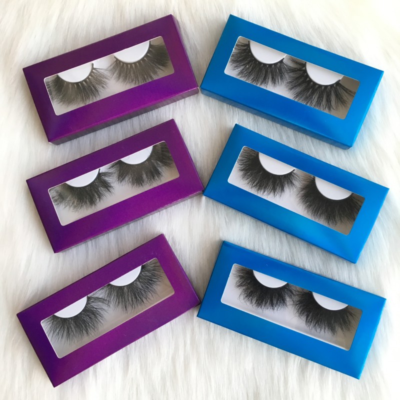 

25mm eyelash 6pairs/lot with new purple and blue eyelash packaging 3d minks