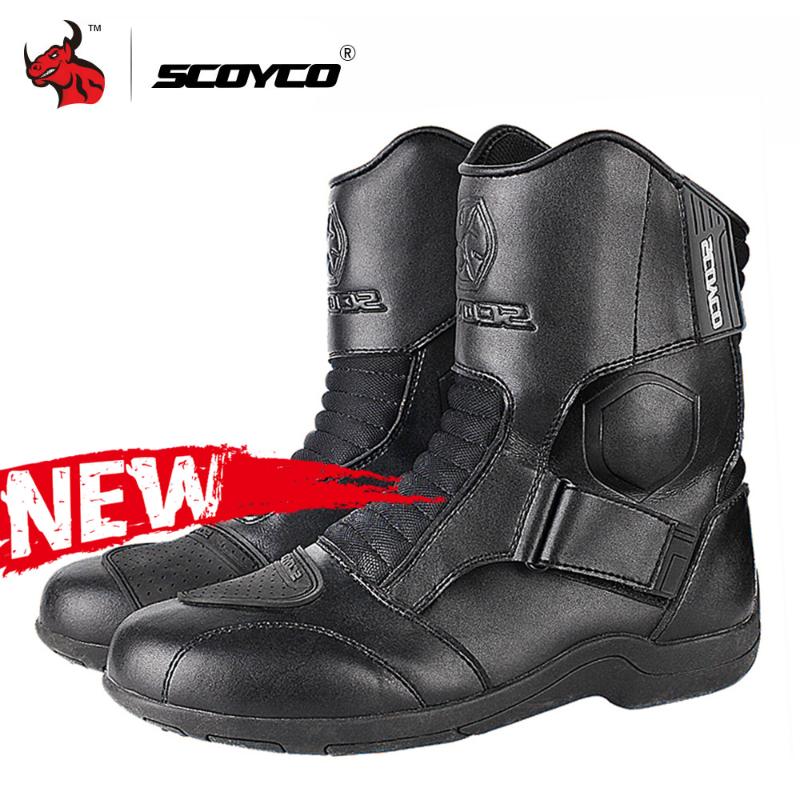 

Scoyco New Motorcycle Boots Autumn Winter Men Motorcycle Shoes Microfiber Leather Moto Motocross Boots Protective Riding