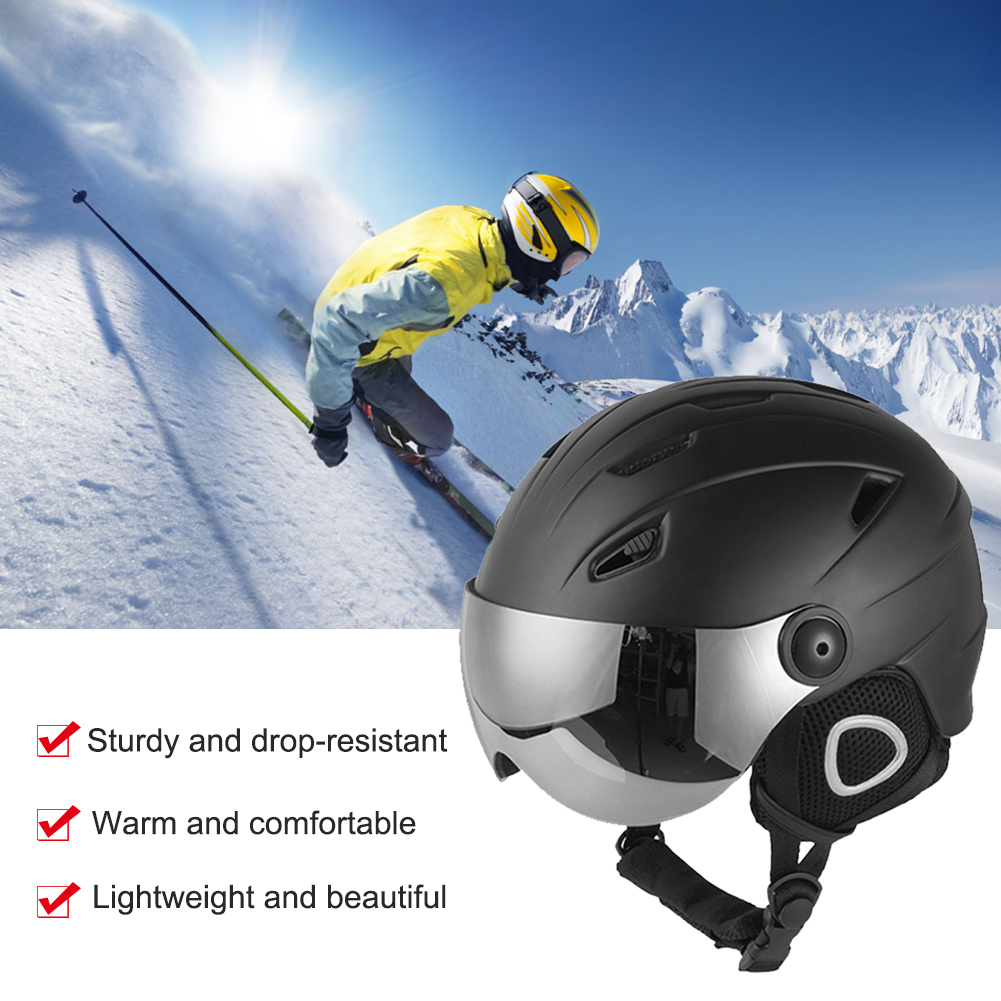 

Winter Warm Snowboard Skiing Safety Sled Sledge Scooter Helmet Protection Cap Half-covered Ski Helmet with Goggles Visor