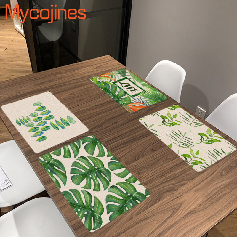 

Green Plant Party Supplies Banquet Dinner Tableware Plastic Napkin Monstera Summer Table Napkin with Famous Painting Pattern