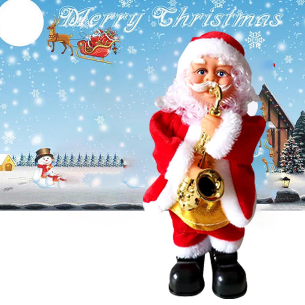 

Christmas Figurine Ornament Gift Electric Santa Claus Boke Sax Guitar Music Home Desktop Ornament Christmas Decorations for Home