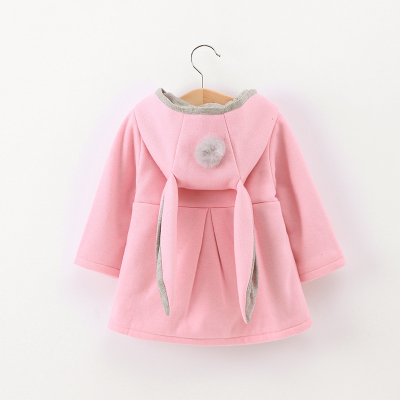 

New Spring Autumn baby Girls Windbreaker Coat Babys Kids rabbit Hooded Outwear Baby Kids Coats Jacket girl Clothing, Red