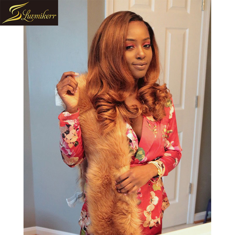 

Brazilian Honey Blond 13×6 Lace Front Human Hair Wigs Ombre Colored Loose Wave Deep Part Frontal Wig Pre plucked for Black Women, As pic