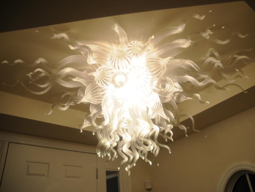 Modern White Ceiling Lights LED Ceiling Lighting Lamps Style Hand Blown Glass Murano Chandelier Flush Mounted Lighting Fixture-image-409385429