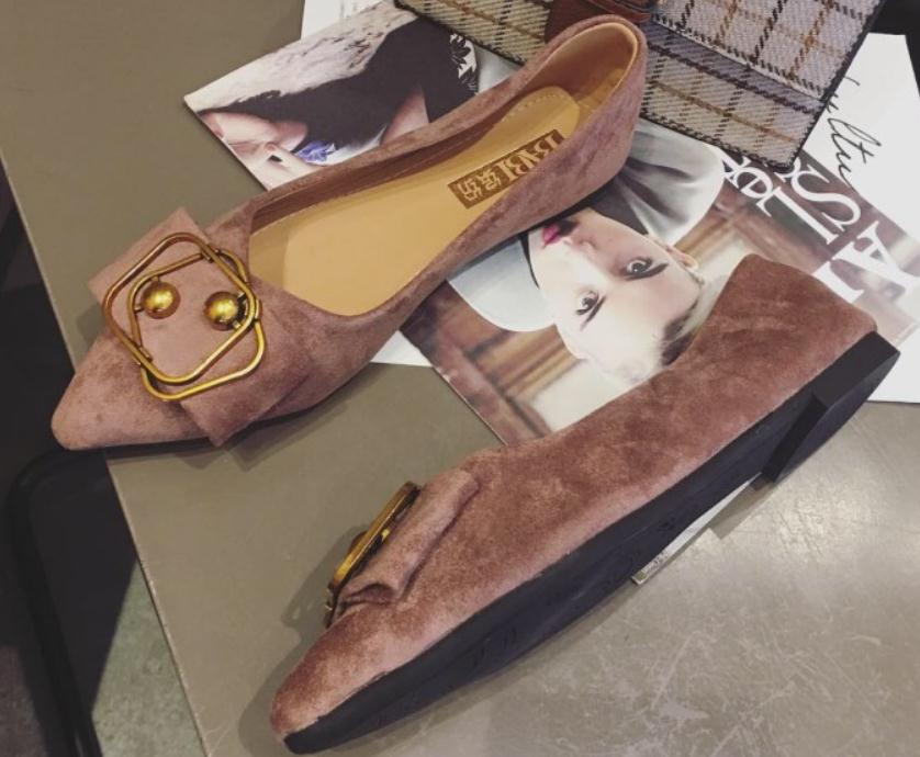 

2019 Women's shoes in Spring and Autumn with New style flat bottom pointed end Suede@2517, Black