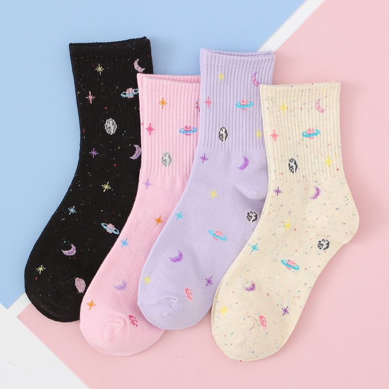 

Harajuku Moon Stars Socks Women Funny Socks Cotton Japanese Creative Warm Cute Novelty Casual Streetwear Pink Korean Hot 35-40, Lw0880