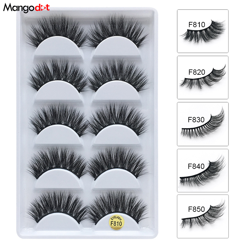 

Mangodot 5 Pairs Mink Lashes 3D Mink Eyelashes Cruelty free Lashes Handmade Natural Eyelashes Wispies False Lash Makeup F810