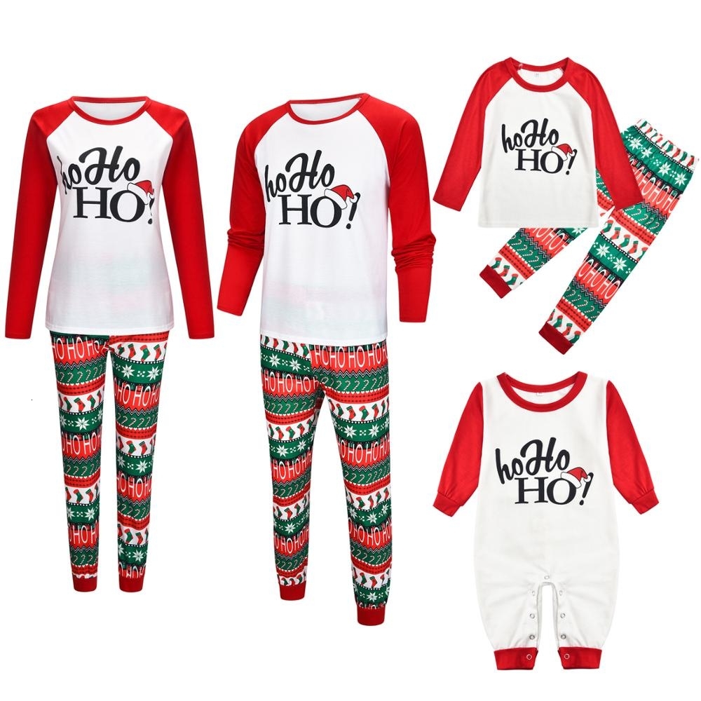 

Family Christmas Pajamas Suit 2019 Deer Print Mother Father Kids Family Sleepwears Parent-child Clothes Family Matching Outfits SH190916, Red