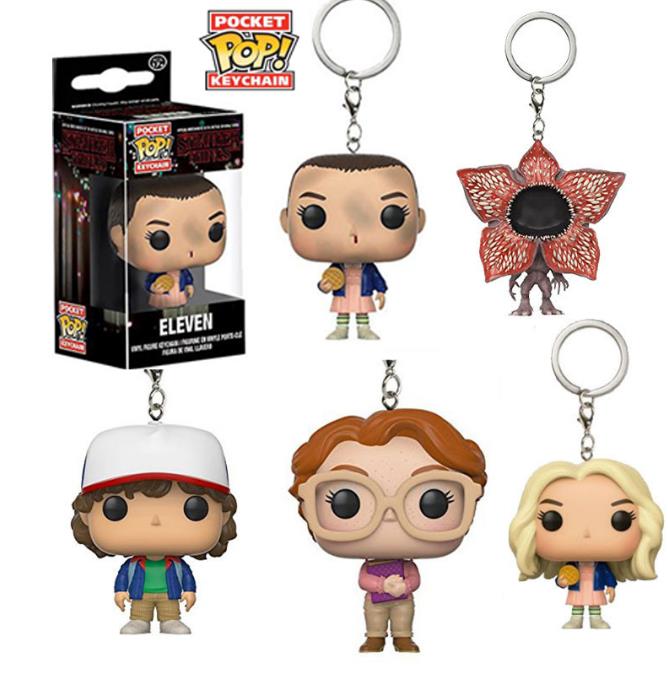 

Funko Pop Pocket Stranger Things Keychain Eleven Dustin Barb Demogorgon Action Figures Toys, Silver