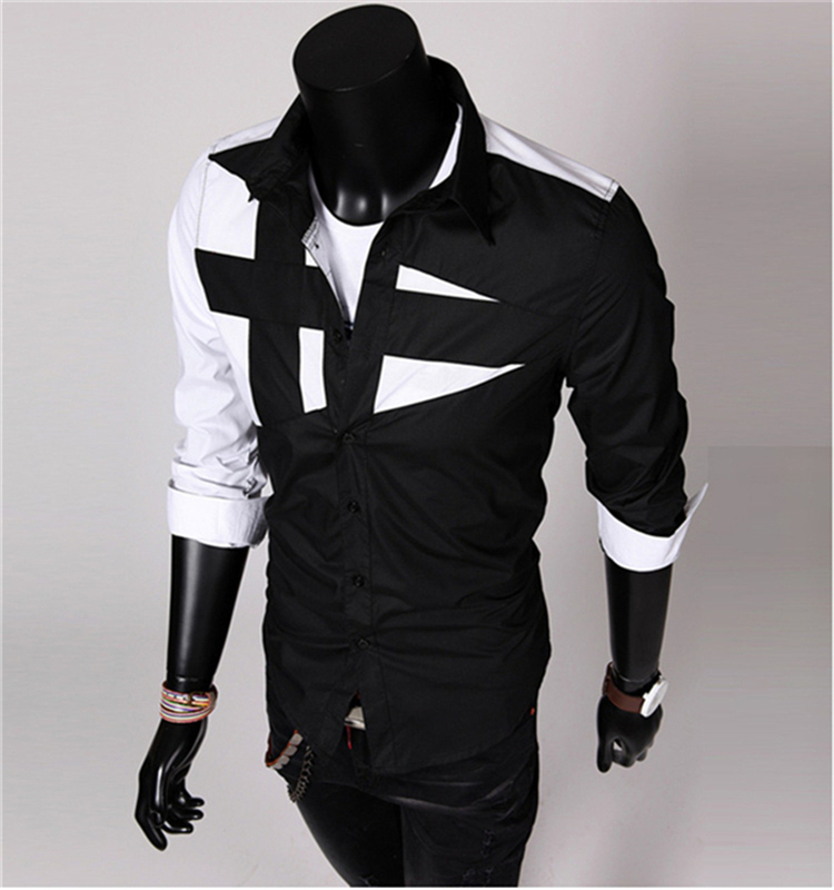 

5 Colors Mens Shirt Hit Color Long Sleeve Lapel Shirt Shirts Tops Fashion Casual Clothes S-XXXL
