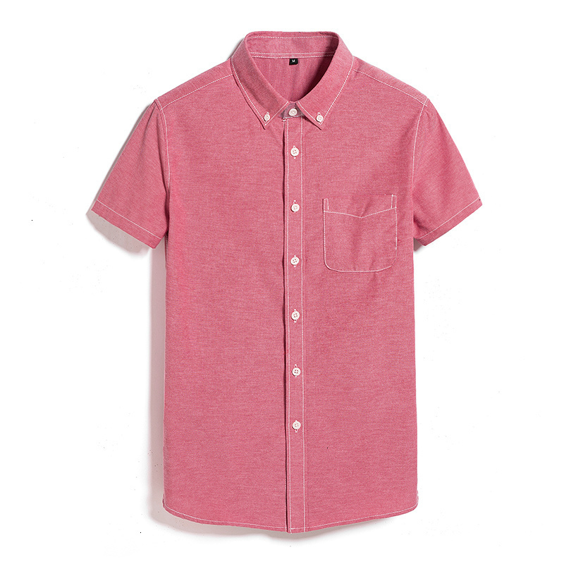 

Spring Summer Short Sleeves Shirts Men Solid Casual Slim Fit Shirts Men Clothing Short 5 Color -5XL, Black