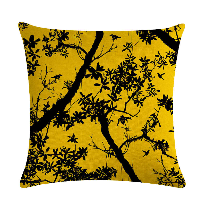 

45x45cm Oil Painting Tree leaf shadow Linen Pillowcase Cushions Rural Style Dustproof Pillow Cover Home Supplies, Style 1