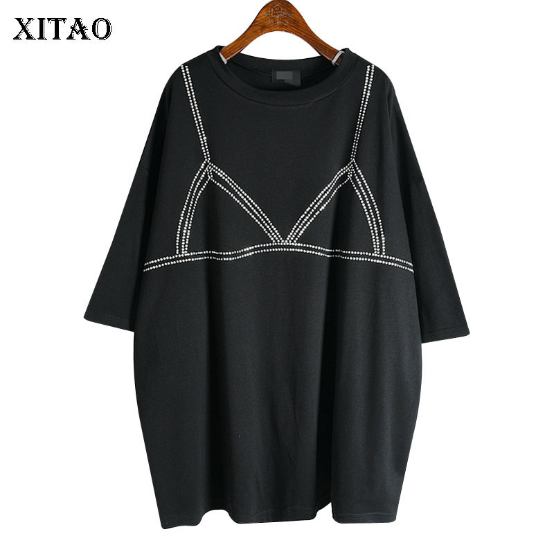

XITAO False Two Piece T Shirt Fashion New Pleated Pullover Small Fresh Casual Style Loose Goddess Fan 2020 Summer Tee ZLL5171, Black zll5171
