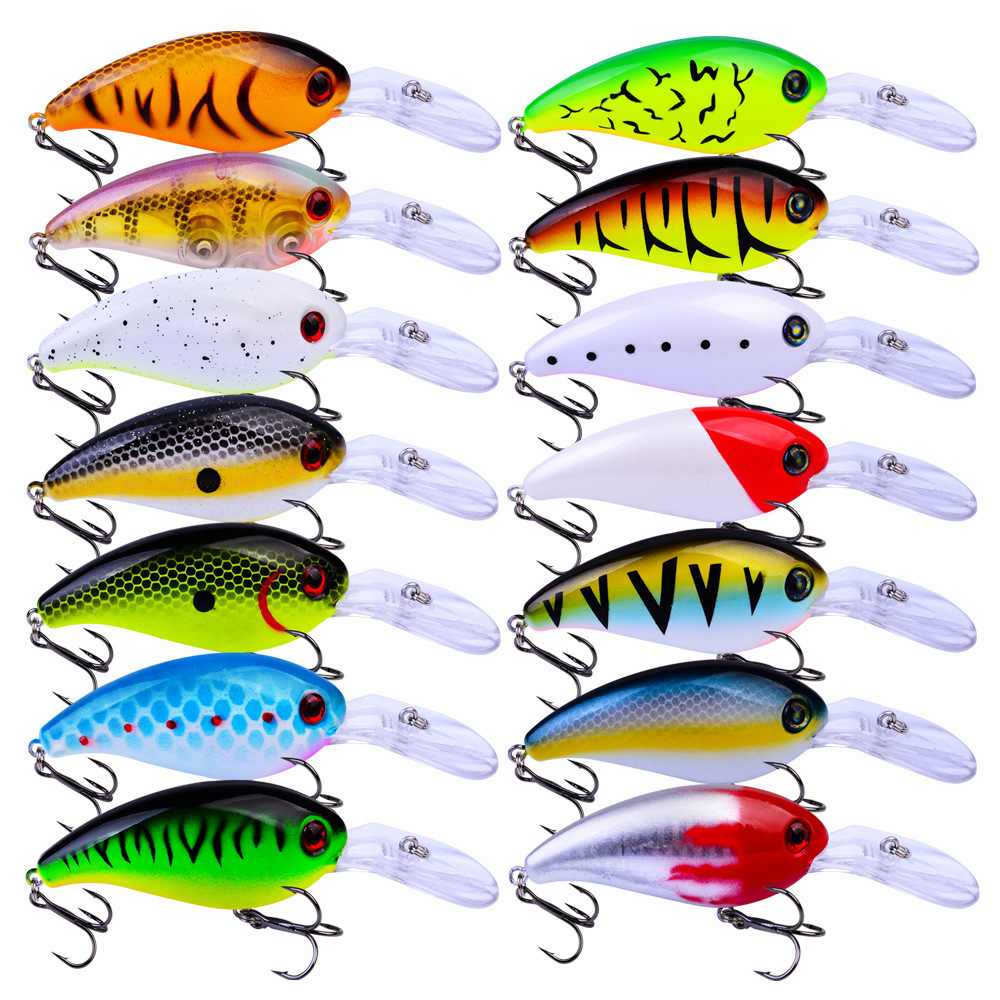 

14pcs Set Top-water Plastic Hard Bait Rattle Wobbler 100mm 14.5g Crankbait Fishing Lures Saltwater Steel Hook Artificial Baits T200602