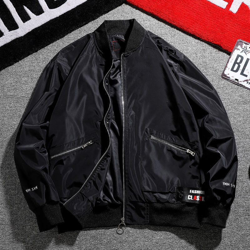 

Men's Bomber Jacket Men Air Pilot Casual Jackets Coats Male Hip Hop Flight Loose Fat Outerwear Eur Large Size -5XL,GA710, Black
