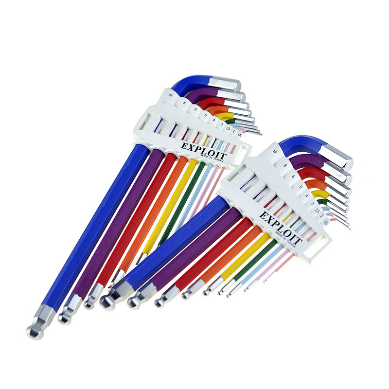 

9Pcs 1.5mm-10mm Color Ball-End Hex Allen Key L Wrench Set Torque Long Metric With Sleeve inner hexagon spanner Hand Tools