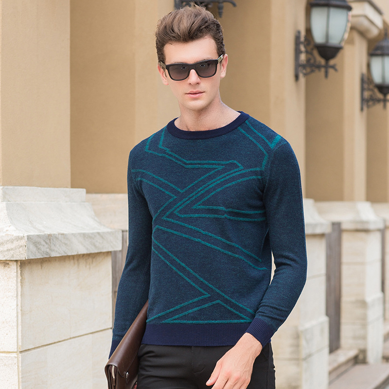 

Cashmere sweater men pullover autumn winter clothes pull homme man sweaters, Blue