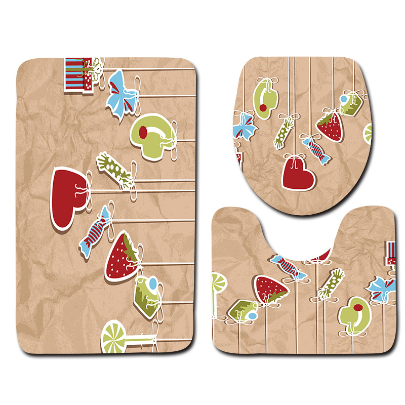 

Three Pieces Bathroom Rug Set Water Absorbent Soft Comfortable Bath Mats Bathroom Carpets Toilet Seat Cover Carpet BA05