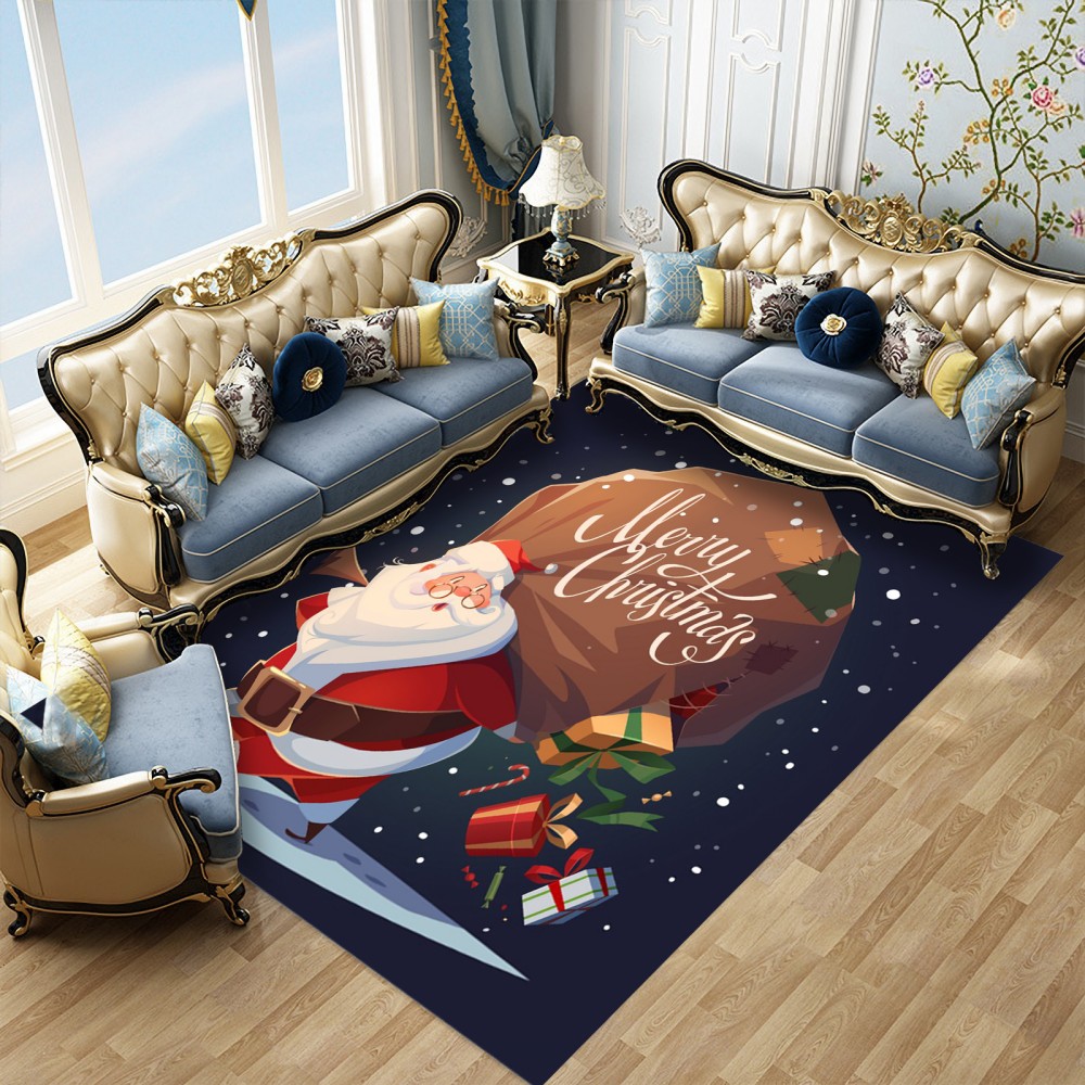 

Santa Claus and Gift Rectangle Polyester Hallways Doormats Anti-Slip Bathroom Kitchen Home Decor Floor Mat Custom Multi-Size Rug, Color-1