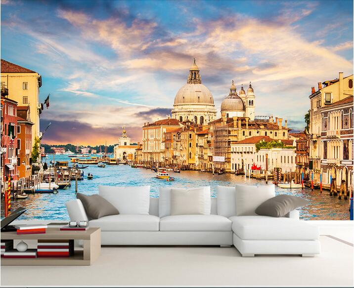 

custom photo 3d wallpaper European style water city Venice background living room home decor 3d wall murals wallpaper for walls 3 d, Non-woven