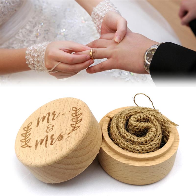 

Wedding Ring Box Rustic Wood Mr & Mrs Engraving Jewelry Ring Box Holder