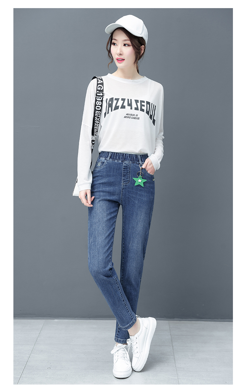 

Dark Blue Pants Straight Radish Nine Points Haroun Pants Big Yards