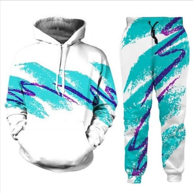 

Wholesale--New Fashion Men/Womens Painted 90s Jazz Solo Sweatshirt Joggers Funny 3D Print Unisex Hoodies+Pants ZZ028, Gray