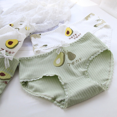 

Avocado Matcha green bow sweet girl's briefs wrapped in pure cotton crotch and mid waist women's underpants, N262