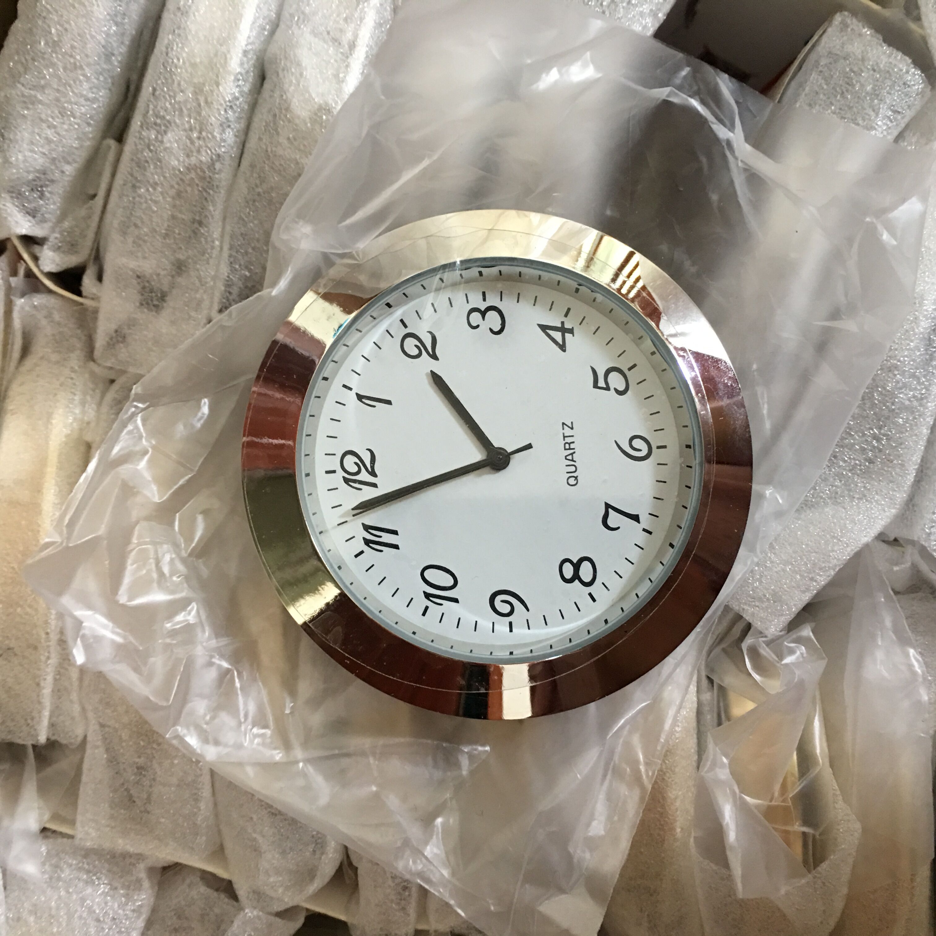 

gold , silver case with roman / arabic 50mm insertion clock 2 inch insert Japanese PC21S metal fit up