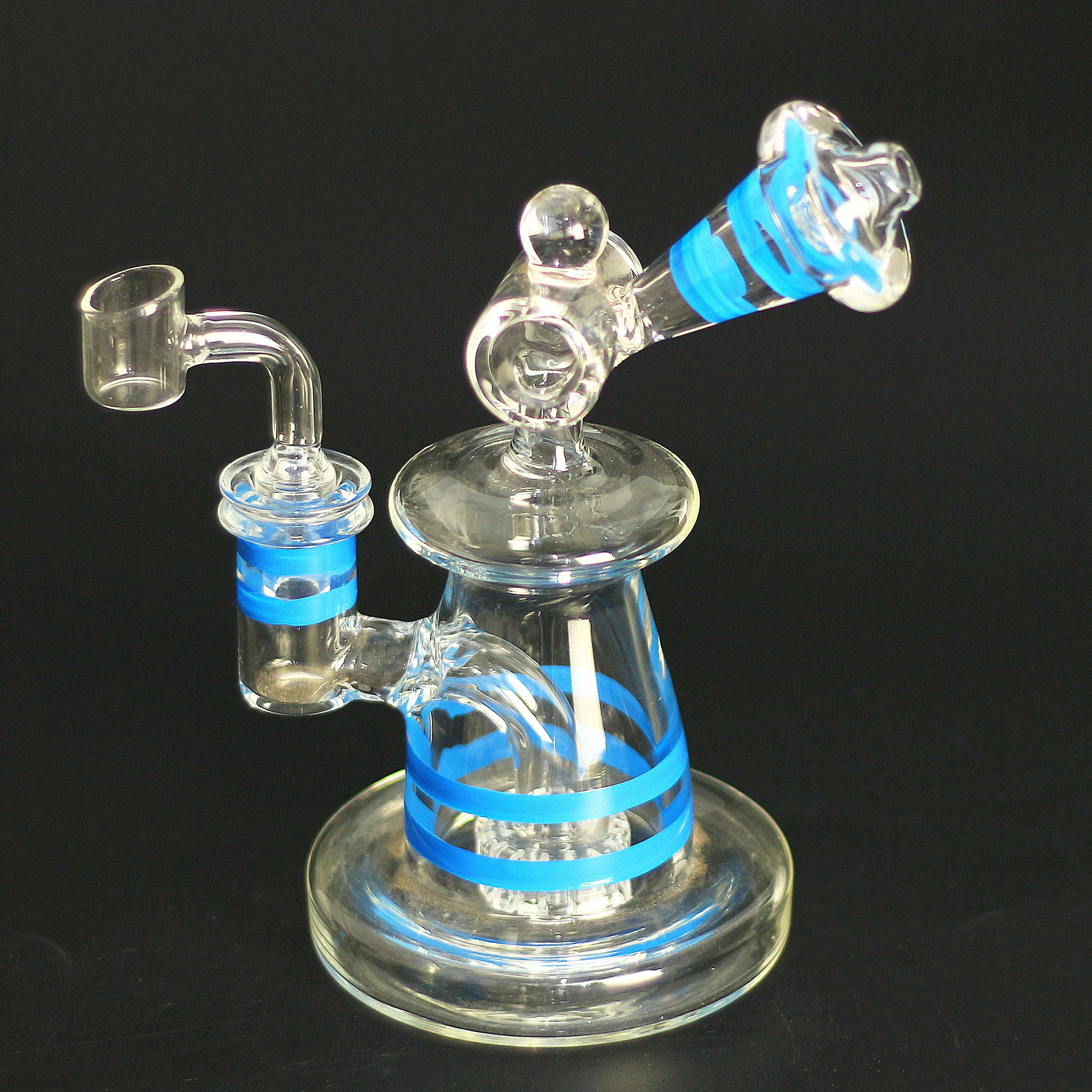 

New Design of Glass bong with Coloured Ring Sidecar Water Pipes 14mm Joint Unique Bong With Bowl or Quartz Bange