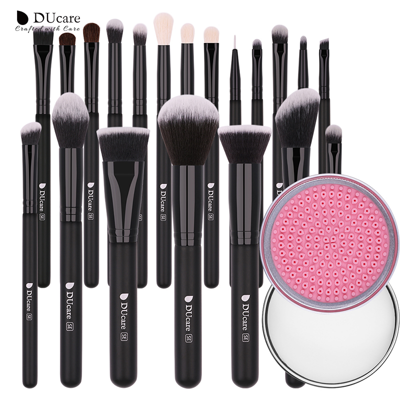 DUcare 20PCS Professional Make up Brushes With 1pcs Brush Clean Box MakeUp Brushes Set Natural Goat Hair Cosmetics Brush Set