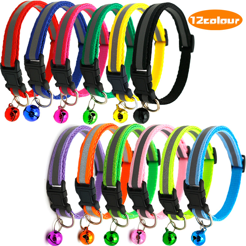 

Collars For Dog With Bells Reflective Adjustable Necklace Pet Puppy kitten Collar Accessories Pet shop products