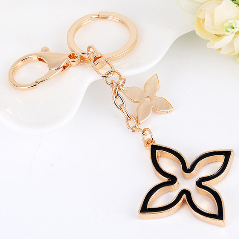 

Creative crystal flower car keychain charm pendant fashion exquisite women's bags hang personalized key ring, Silver