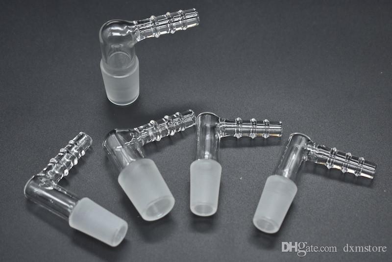 

high quality Glass Vapor Whip Adapter 14mm 18mm Male or Female Large Hose Vaporizer Glass Adapter drop down adapter for oil rig bong