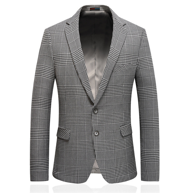 

Men's suit blazer men's houndstooth business slim suit blazer spring new single-breasted gentleman casual jacket, Same as the picture
