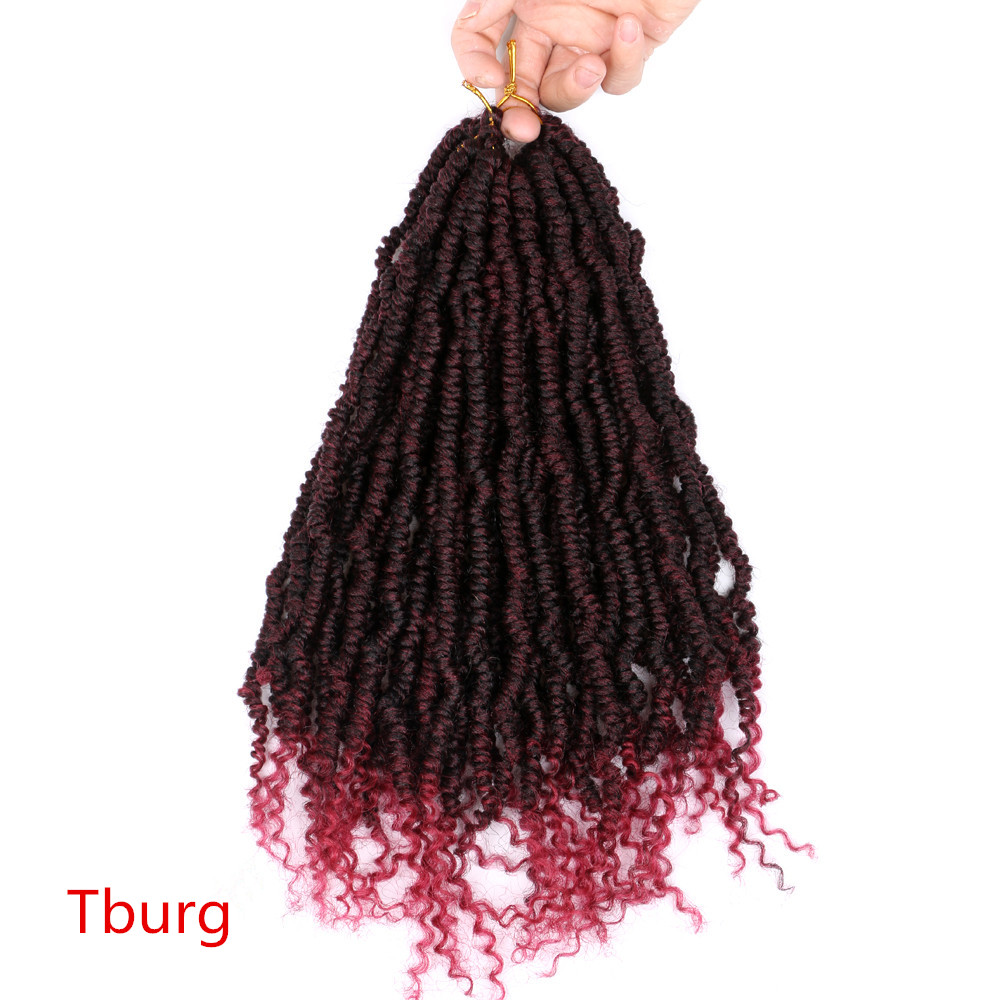 

Synthetic Bomb Twist Crochet Hair Mini Passion Twist Hair 12 Inch 24strands/pcs Fluffy Spring Twist Ombre Synthetic Hair Extensions 60g/pcs, #tburg