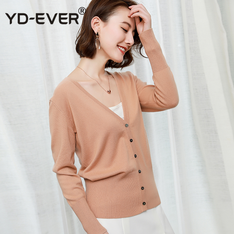 

5Colors Sweaters Women 100% Pure Goat Cashmere Knitted Cardigans High Quality Ladies Jumpers Woolen Standard Clothes Girls Tops, Black