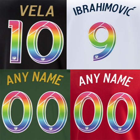 

MLS LA GALAXY printing rainbow soccer nameset VELA Ibrahimovic player's stamping numbering LAFC football badges impressed plastic sticker