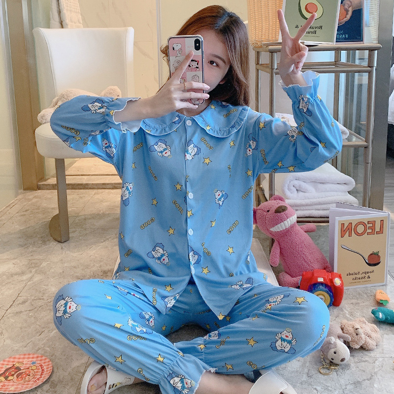 

Women Cotton Pajama Sets Cardigan Pyjama Sleepwear Long Sleeve Large Size Pajamas for Women Nightwear Suit Home New 2020