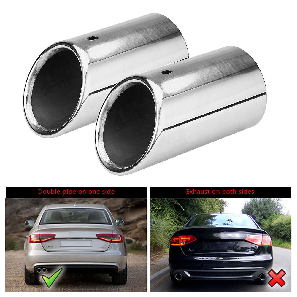 

2x Stainless Steel Exhaust Muffler Tip Tail Pipe for Audi A4 B8 2007-2014