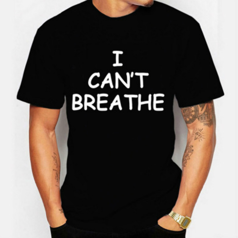 

Mens Fashion T Shirts for Men Tops Letter I Cant Breathe T Shirt Active Clothing NewShort Sleeve T-shirt Trendy Tops 2020 High Quality, Black