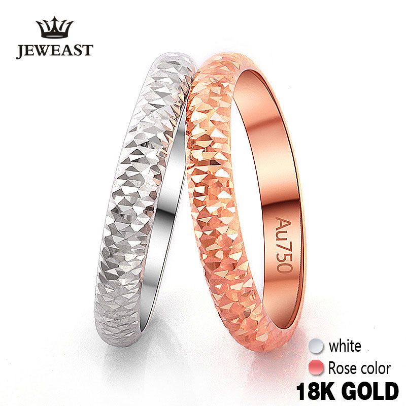 

18k Pure Gold Ring Rose White Unisex Men Women Lover Wedding Engagement Fine Jewelry Girl Miss Gift 2017 Hot Sale Customizable CJ191205